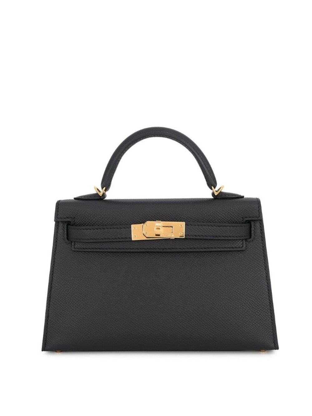 Hermes Handbag Mini Kelly Sellier Black Gold Epsom 2-Way Bag